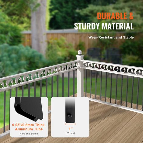 Rampe escalier aluminium 29.5'' x 1'' plat creux noir satiné 51 barreaux + vis AAMA-2604 pour balcon terrasse (1/5)