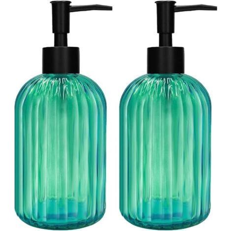 2-Piece Glass Soap Dispenser with Black Pump, 420ML Refillable Pump Dispenser (1/5)