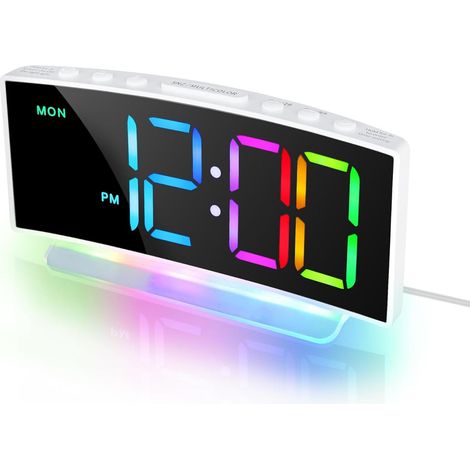Digitaler Wecker mit 8-farbigem RGB-LED-Display und 7-farbigem Nachtlicht, Digitaluhr mit zwei Alarmen (1/5)