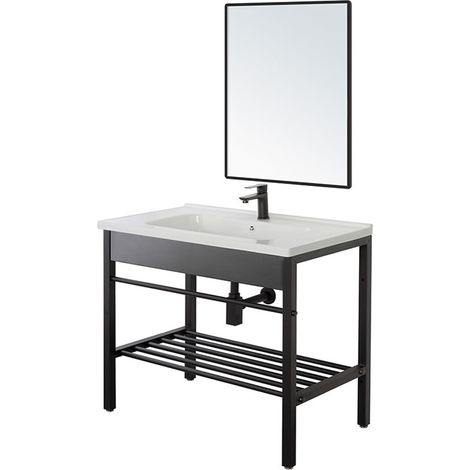 COMPOSIZIONE BAGNO INDUSTRIAL 80X47XH78CM NERA (1/5)