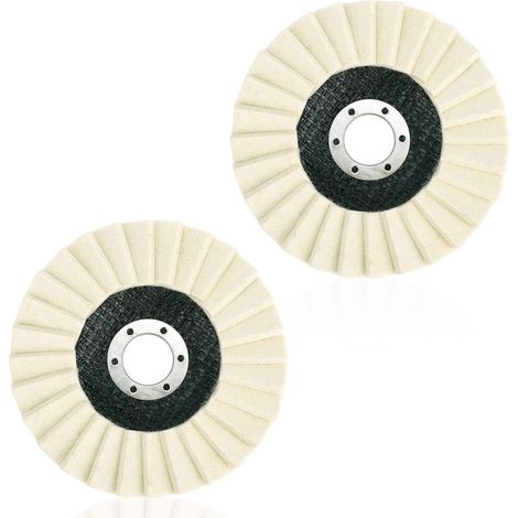 Lot de 2 disques de polissage en feutre de laine, 115 mm, adaptés aux meuleuses d'angle, au métal, au marbre, à la pierre et aux meubles. (1/5)