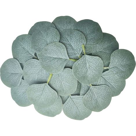 Faux Eucalyptus Leaves 50 Pièces, Branches Vertes Artificielles Rondes, Décoration Fausse Plante (1/2)