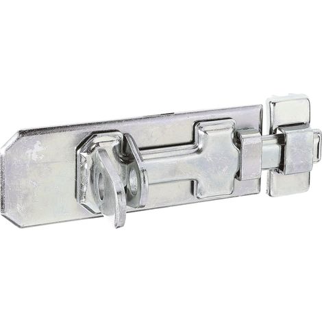 Verrou de sécurité porte-cadenas avec poignée plate et gâche attachée bichromaté platine 120 x 45 mm (1/2)