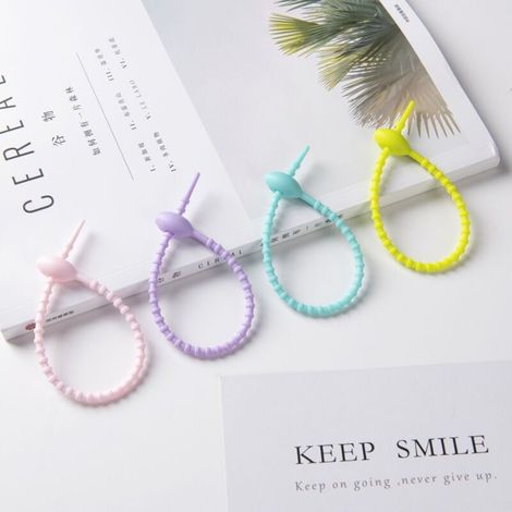 Collier De Serrage Spiralé - Silicone Alimentaire - Pour Câbles Sac Pain Bouteille - Lot De 12 Pièces