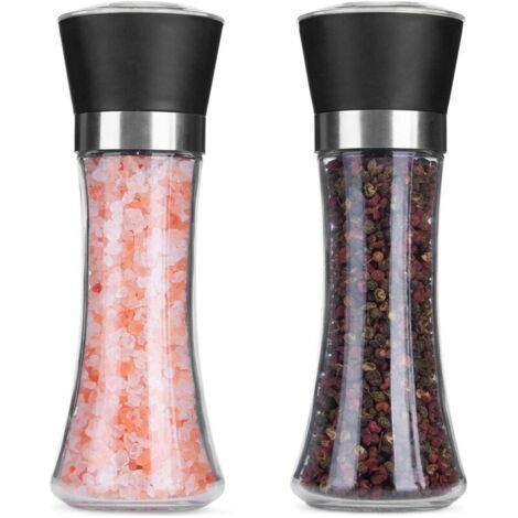 PA Moulin À Poivre Et Sel En Verre Broyeur Céramique Réglable Lot De 2 Pour Cuisine (1/4)