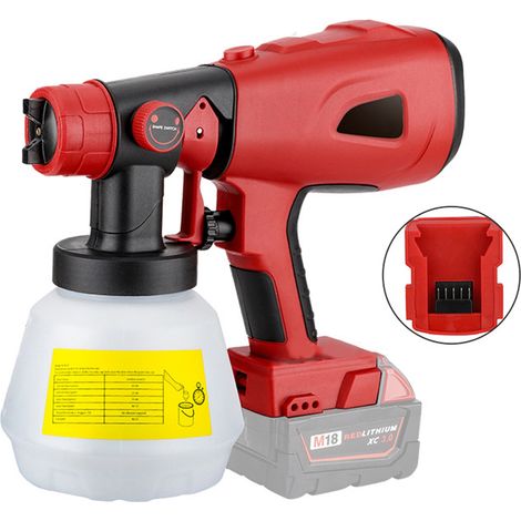 Pulvérisateur de peinture sans fil de rechange pour batterie Milwaukee 20 V Max, électrique portable avec récipient de 1000 ml, intérieur et extérieur de la maison, meubles, armoires, murs, clôture, p (1/5)