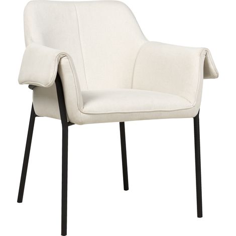 Sillón sala de estar asiento con respaldo diseño moderno tela tapizado patas negras beige claro Arla