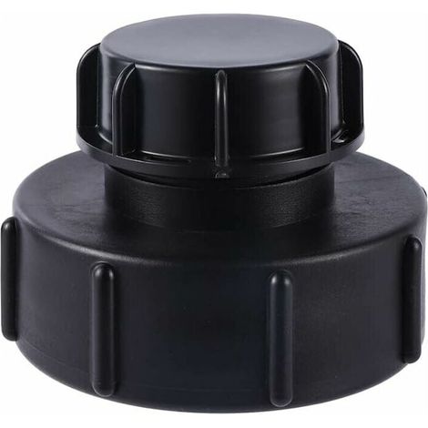 Adaptateur IBC S100x8 vers S60x6 avec bouchon, plastique résistant, pour irrigation et raccordement de citerne (1/4)