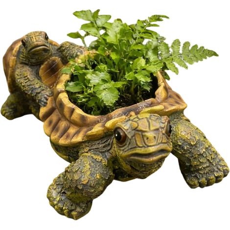 Pot de fleurs tortue Décoration en forme, résine pour plantes succulentes (1/5)