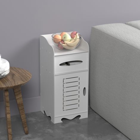 White Waterproof Bathroom Floor Cabinets,Cupboard Free Standing Cabinet Unit Bathroom Storage,Toilet Side Slim Cabinet Organizer Shelf,Home Furniture for Living Room/Bedroom/Kitchen/Office and More (1/5)