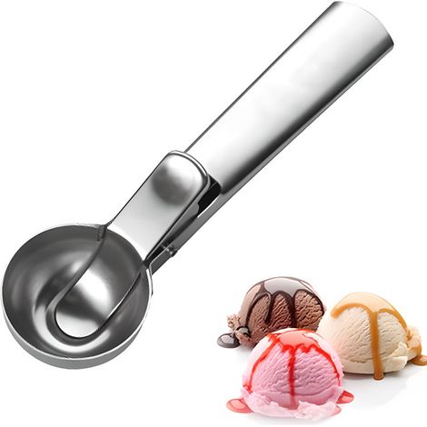 Fruitballer - Cuillère à glace - Cuillère à glace en acier inoxydable - Porte-boules de glace - Acier inoxydable - Argent (1/5)