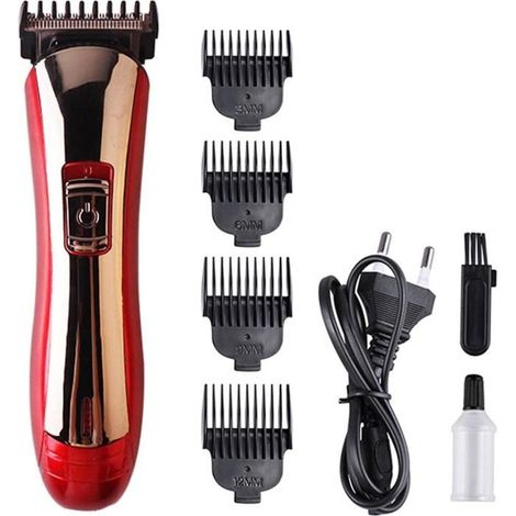 (rouge)Tondeuse à cheveux compacte 3 en 1,étanche,peut être utilisée pour couper la barbe,les poils du nez et les cheveux de la tête,rouge