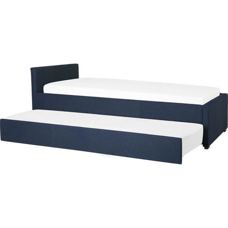 Divano Letto Estraibile in Tessuto Blu Navy Rete a Doghe 80 x 200 cm Marmande (1/5)