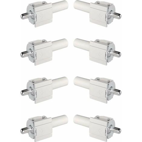 – Lot de 8 taquets support d'étagère à encaster Ø5mm – Système à ressort pour étagères bois – Capacité 70kg pour 4 taquets – Couleur blanche (1/3)