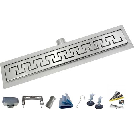1 Caniveau De Douche, Acier Inoxydable, Siphon, Grille Linéaire, 90 Cm, Pour Salle De Bain
