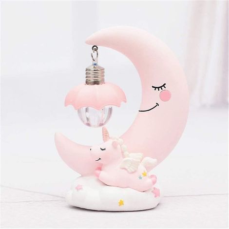 Veilleuse Lune, veilleuse LED Fantasee, lampe de chambre d'enfant, motif dessin animé, décoration pour la maison (rose) (1/5)