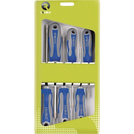 Satz mit 6 Schraubendrehern, 2 flach, 2 gerade, 2PH im Karton 459-6-C Irimo