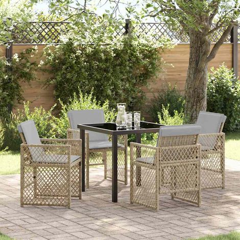 Ensemble de salle à manger pour jardin 5 pcs-Salon de jardin Beige polyrotin 116446 (1/5)