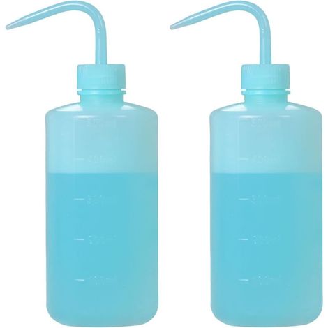 2 botellas de 500 ml con tapones curvos, ideales para regar suculentas y para uso medicinal, color azul. (1/5)
