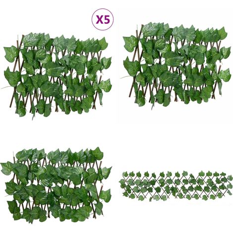 Enrejado expansible de parra artificial verde 5 uds 180x20 cm - Valla extensible - Valla de parra