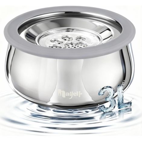 Gamelle d'eau pour chien de 3 l sans bavoir, double paroi en acier inoxydable, anti-boue, avec fond antidérapant, anti-fuite, passe au lave-vaisselle (3 l) (1/5)