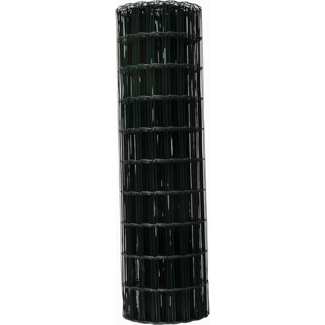 Werka Pro – Grillage soudé vert 1,5m x 25m – Acier galvanisé plastifié – Maille rectangulaire 5 x 10 cm – Pour clôtures et jardins