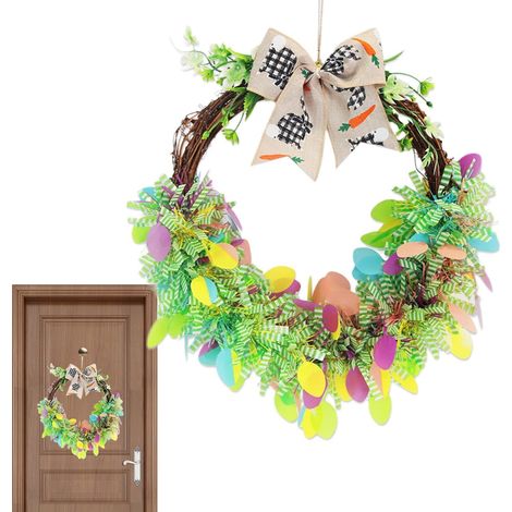Couronnes de Pâques pour Porte d'Entrée,Résistante aux Intempéries Colorée et Saisonnière - Décor de Printemps Couronne de Pâques pour Extérieur,pour Fête Anniversaire Mariage Chambre Bureau (1/5)