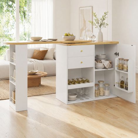 MEUBLIV mobile bar girevole 204 x 50 x 104 cm bianco – contenimento modulabile (1/5)