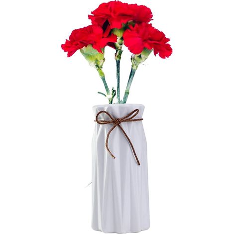 Vase - Céramique Blanche - 7,6 x 7,6 x 17,8 cm - Décor Intérieur Salon Chambre Bureau Mariage - Lot de 3 (1/5)