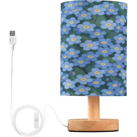 Lampe de table bleue myosotis avec port charge USB (1/5)