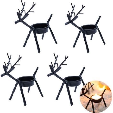 4 Teelichthalter aus Metall in Rentierform, für Winter, Feiertage, Zuhause, Hochzeiten und Partys. (1/4)