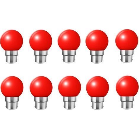 10X B22 Ampoule Rouge 1W Ampoule Couleur Économie d'énergie Couleur à LED 200LM Adapté aux Décoration AC 220V-240V ROUGE (1/4)