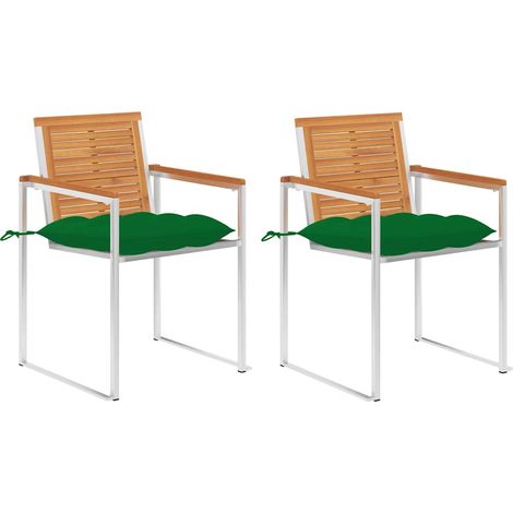 vidaXL Sillas de jardín con cojines 2 uds madera maciza acacia y acero (1/4)