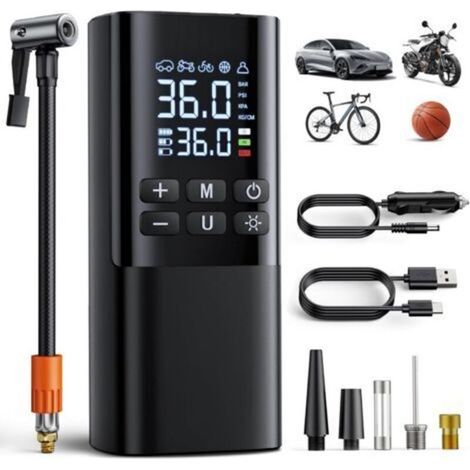 Mini-tragbarer Luftkompressor, kabelloser Reifenfüller mit 150 PSI und 6000 mAh Akku für Autos, elektrische Pumpe für Fahrräder, Motorräder und Bälle. (1/5)