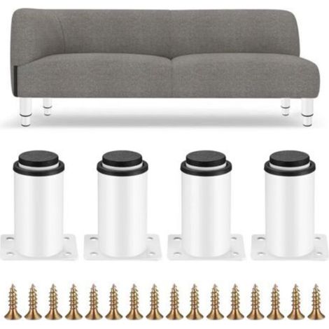 4 Pièces Pieds de Meubles Réglables, Pieds de Table en Métal Blanc, Pieds Réglables en Hauteur 0-40 mm, Pieds de pour Meuble Cuisine, Armoires, Lit, Table Pieds (1/5)