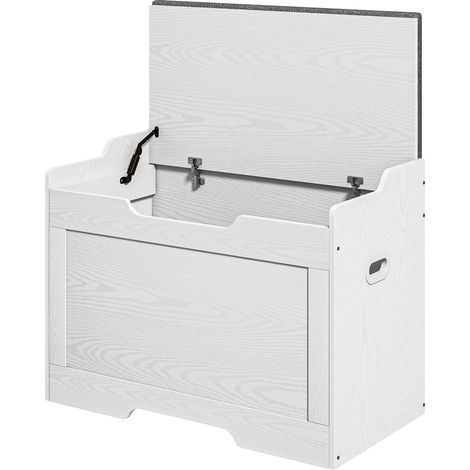 Panca contenitore 103 L con coperchio e cuscino removibile, bianca, 75 x 40 x 56 cm (1/5)