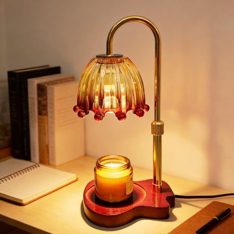 Chauffe-bougie électrique avec minuterie et 2 ampoules - Hauteur réglable - Pour anniversaire, Saint-Valentin, femme - Rouge (1/5)