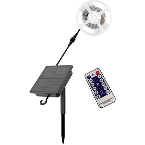 Kit de tira LED V-TAC SMD2835 con panel solar, 1,2 W/m, blanco cálido, IP67