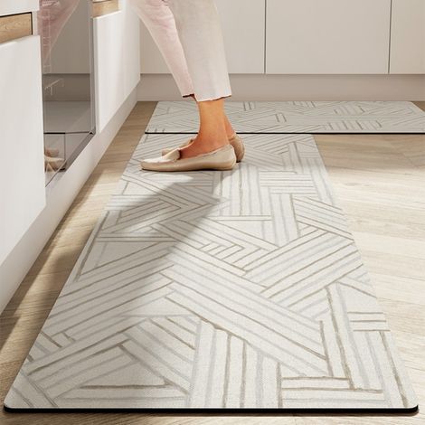 Revêtement mural en terre de diatomées claire 50-20 cm Tapis de cuisine, facile à nettoyer, lavable, en terre de diatomées, absorbant et antidérapant. (1/5)