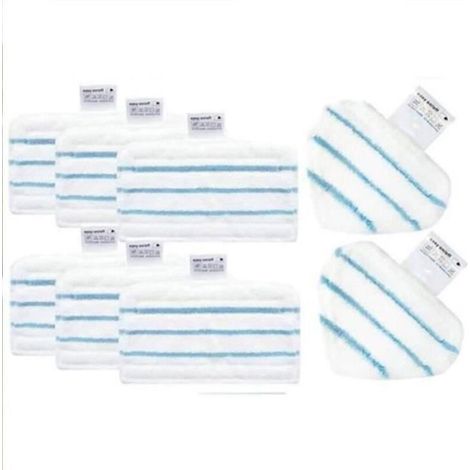Lot de 8ps : Kit des Lingettes Microfibres Rectangulaires et Triangulaires pour les Balais Vapeur Black+Decker FSM1630 Deluxe