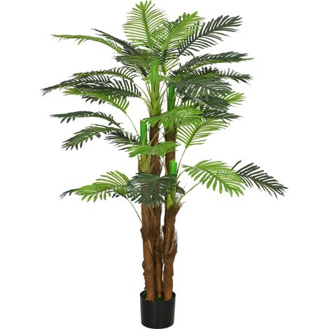 Palmier artificiel 1,6 m branches réalistes plante décorative plastique pot brun vert