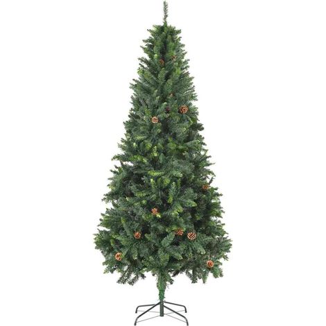 Albero di Natale Albero natalizio Albero festivo Artificiale con Pigne Verde 210 cm (1/5)
