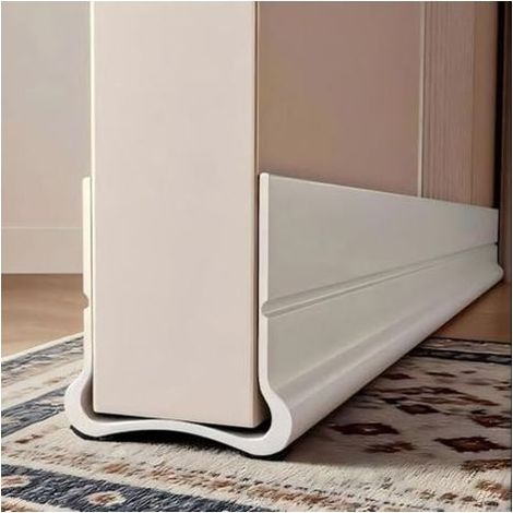 Joint d'étanchéité blanc de 93 cm pour portes, coupe-vent, joint auto-adhésif en silicone, convient aux portes de 3,5 à 5,5 cm d'épaisseur avec un espace inférieur de 0,3 à 2,6 cm (bl (1/5)