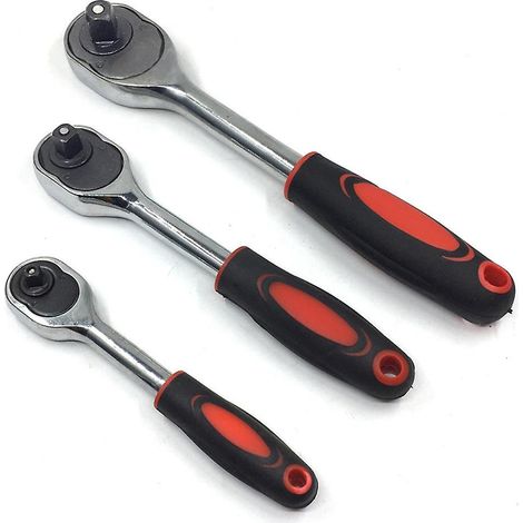 Set aus 3 professionellen Steckschlüsseln mit gepolstertem Griff und Schnellverschluss-Stecknuss. (1/4)