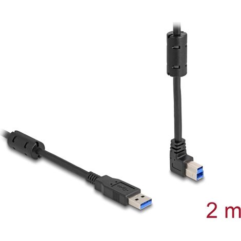 Delock Cable USB 5 Gbps Tipo-A macho a Tipo-B macho 90Â° acodado hacia arriba 2 m