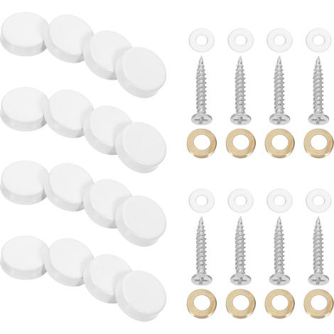 16 Jeux de Vis de Fixation pour Miroir en Acier Inoxydable Blanc, Résistantes la Corrosion, avec Cache-vis Décoratifs, pour Portes de Cabinet et Amélioration Maison (1/5)