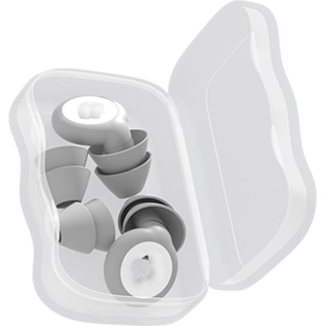 Bouchons d'oreille antibruit en silicone réutilisables et portables, gris, pour dormir. (1/5)