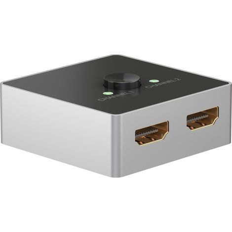 Goobay 58486 - Conmutador HDMI 2 en 1 out/4K a 60 Hz (2160 p) HDMI/Caja de conmutación HDMI 2.0 para PS4, PS5, portátiles o monitores