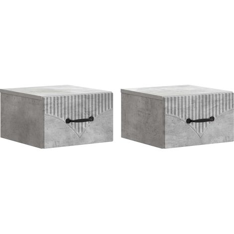 Wall-Mounted Bedside Cabinet with Drawer 2 pcs Concrete Grey vidaXL