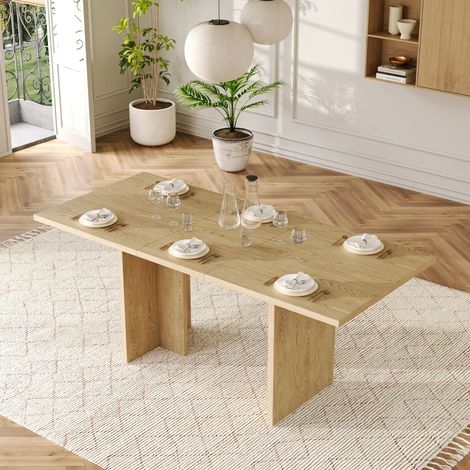 Ausziehbarer Esstisch 140-180x80cm,Eiche,für 6-8 Personen,mit ausziehbarer Tischplatte,für Wohnzimmer,Küche und Esszimmer